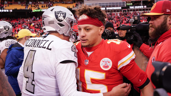Dec 25, 2023; Kansas City, Missouri, USA; Kansas City Chiefs quarterback Patrick Mahomes (15)