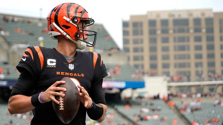 Cincinnati Bengals quarterback Joe Burrow (9) warms up prior to a Week 2 NFL football game between the Baltimore Ravens and the Cincinnati Bengals Sunday, Sept. 17, 2023, at Paycor Stadium in Cincinnati. Cincinnati Bengals quarterback Joe Burrow (9) warms up prior to a Week 2 NFL football game between the Baltimore Ravens and the Cincinnati Bengals Sunday, Sept. 17, 2023, at Paycor Stadium in Cincinnati.