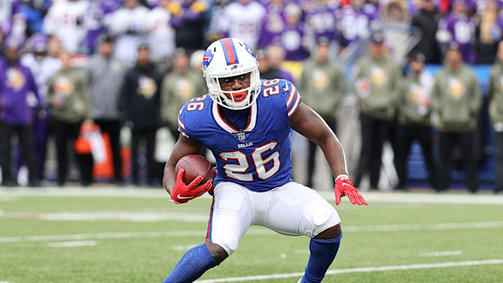 Bills running back Devin Singletary cuts back for one of his two first half touchdowns against the
