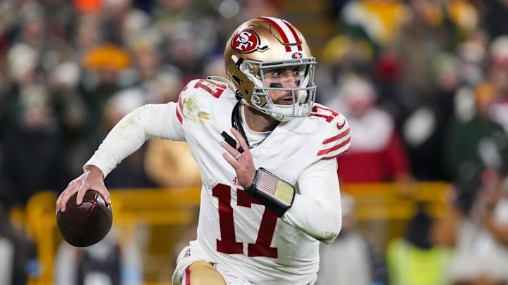 Nov 24, 2024; Green Bay, Wisconsin, USA; San Francisco 49ers quarterback Brandon Allen (17) during the game against the Green Bay Packers at Lambeau Field. Mandatory Credit: Jeff Hanisch-Imagn Images Nov 24, 2024; Green Bay, Wisconsin, USA; San Francisco 49ers quarterback Brandon Allen (17) during the game against the Green Bay Packers at Lambeau Field. Mandatory Credit: Jeff Hanisch-Imagn Images