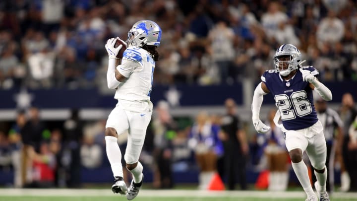 Detroit Lions wide receiver Jameson Williams (9).