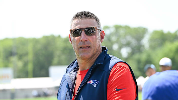 Jul 28, 2025; Foxborough, MA, USA; New England Patriots head coach Mike Vrabel leaves the practice fields after training camp at Gillette Stadium. Mandatory Credit: Eric Canha-Imagn Images