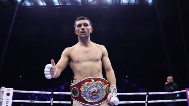 Jack Catterall celebrates after winning his contest against Regis Prograis for the WBO International Super Lightweight title contest. WBO has ordered him to face Barboza in an eliminator fight