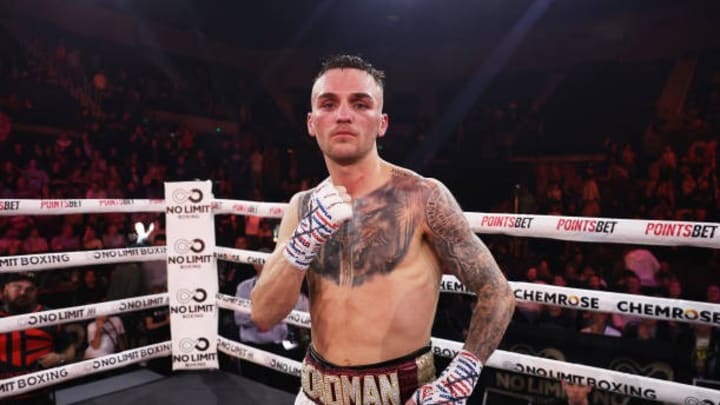 Sam Goodman celebrates defeating Chanoi Worawut during their Super Bantamweight World Title Eliminator bout on July 10, 2024 in Wollongong, Australia. Goodman got an injury ahead of his bout with Inoue