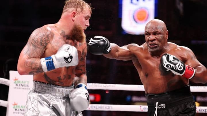 (L-R) Jake Paul and Mike Tyson fight during LIVE On Netflix: Jake Paul vs. Mike Tyson at AT&T Stadium on November 15, 2024 in Arlington, Texas. Mike Tyson embodies the life struggles in the new Netflix’s Docuseries (L-R) Jake Paul and Mike Tyson fight during LIVE On Netflix: Jake Paul vs. Mike Tyson at AT&T Stadium on November 15, 2024 in Arlington, Texas. Mike Tyson embodies the life struggles in the new Netflix’s Docuseries