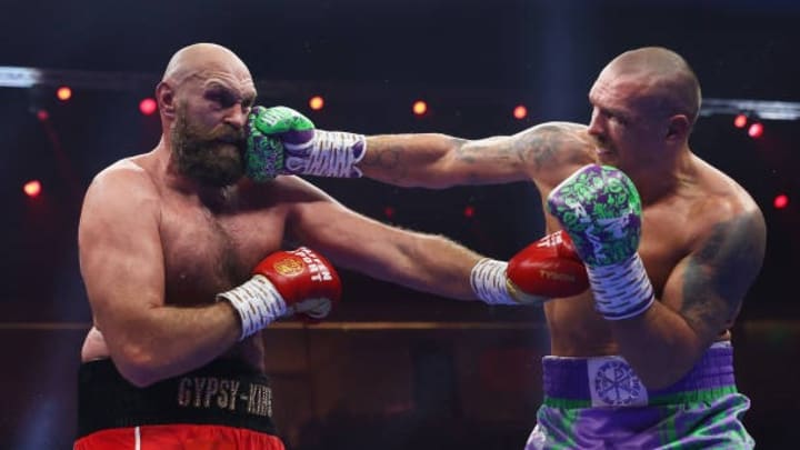 Oleksandr Usyk punches Tyson Fury during the IBF, IBO, WBA, WBC and WBO Undisputed World Heavyweight titles' fight on December 21, 2024 in Riyadh, Saudi Arabia Oleksandr Usyk punches Tyson Fury during the IBF, IBO, WBA, WBC and WBO Undisputed World Heavyweight titles' fight on December 21, 2024 in Riyadh, Saudi Arabia