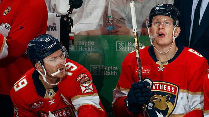 SUNRISE, FLORIDA - OCTOBER 30: Matthew Tkachuk #19 and Brady Tkachuk #8 of the Florida Panthers sit on the bench between shifts against the Winnipeg Jets at the Amerant Bank Arena on October 30, 2026 in Sunrise, Florida. (Photo by Eliot J. Schechter/NHLI via Getty Images) SUNRISE, FLORIDA - OCTOBER 30: Matthew Tkachuk #19 and Brady Tkachuk #8 of the Florida Panthers sit on the bench between shifts against the Winnipeg Jets at the Amerant Bank Arena on October 30, 2026 in Sunrise, Florida. (Photo by Eliot J. Schechter/NHLI via Getty Images)