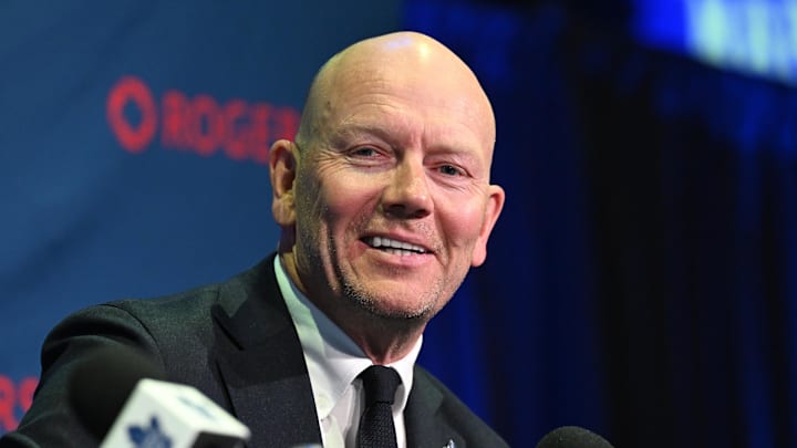 May 4, 2026; Toronto, Ontario, CANADA;  Toronto Maple Leafs senior executive advisor Mats Sundin speaks to the media at an introductory news conference at Real Sports Bar and Grill. Mandatory Credit: Dan Hamilton-Imagn Images