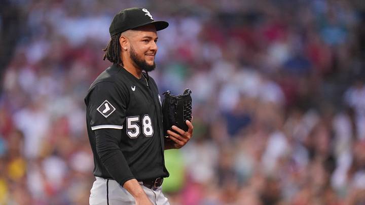 Aug 6, 2026; Boston, Massachusetts, USA; Chicago White Sox pitcher Luis Castillo (58) reacts after coming off the mound against the Boston Red Sox in the first inning at Fenway Park. Mandatory Credit: David Butler II-Imagn Images Aug 6, 2026; Boston, Massachusetts, USA; Chicago White Sox pitcher Luis Castillo (58) reacts after coming off the mound against the Boston Red Sox in the first inning at Fenway Park. Mandatory Credit: David Butler II-Imagn Images