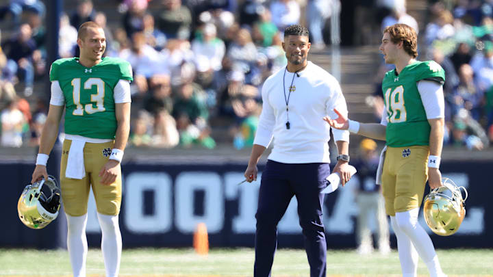 Marcus Freeman, Steve Angeli, CJ Carr, 94th Annual Notre Dame Blue-Gold Spring Game