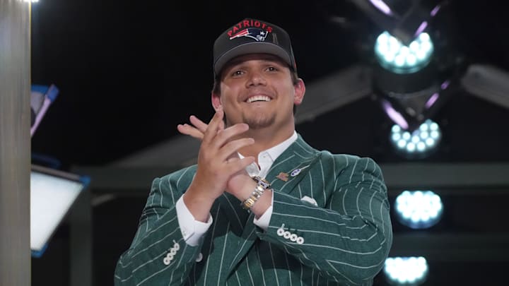 Apr 24, 2025; Green Bay, WI, USA; LSU Tigers offensive lineman Will Campbell is selected by the New England Patriots as the number four pick in the first round of the 2025 NFL Draft at Lambeau Field. Mandatory Credit: Kirby Lee-Imagn Images