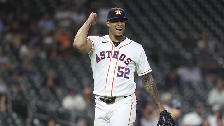 May 13, 2026; Houston, Texas, USA; Houston Astros pitcher Bryan Abreu (52) reacts after a play during the tenth inning against the Seattle Mariners at Daikin Park. Mandatory Credit: Troy Taormina-Imagn Images May 13, 2026; Houston, Texas, USA; Houston Astros pitcher Bryan Abreu (52) reacts after a play during the tenth inning against the Seattle Mariners at Daikin Park. Mandatory Credit: Troy Taormina-Imagn Images