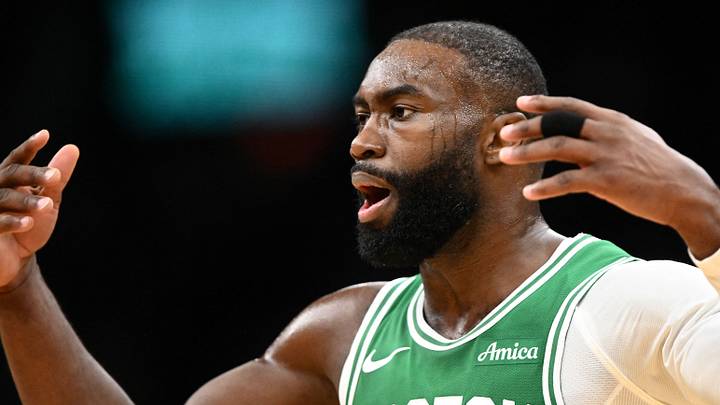 Dec 2, 2025; Boston, Massachusetts, USA; Boston Celtics guard Jaylen Brown (7) reacts after making a three point basket against the New York Knicks during the first half at the TD Garden. Mandatory Credit: Brian Fluharty-Imagn Images Dec 2, 2025; Boston, Massachusetts, USA; Boston Celtics guard Jaylen Brown (7) reacts after making a three point basket against the New York Knicks during the first half at the TD Garden. Mandatory Credit: Brian Fluharty-Imagn Images