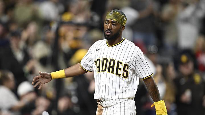Jun 8, 2026; San Diego, California, USA; San Diego Padres left fielder Samad Taylor (0) scores during the eighth inning against the Cincinnati Reds at Petco Park. Mandatory Credit: Denis Poroy-Imagn Images Jun 8, 2026; San Diego, California, USA; San Diego Padres left fielder Samad Taylor (0) scores during the eighth inning against the Cincinnati Reds at Petco Park. Mandatory Credit: Denis Poroy-Imagn Images