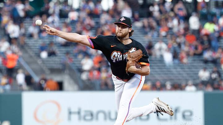 Sep 8, 2026; San Francisco, California, USA; San Francisco Giants starting pitcher Landen Roupp (65) pitches the ball against the St. Louis Cardinals during the first inning at Oracle Park. Mandatory Credit: Kelley L Cox-Imagn Images
