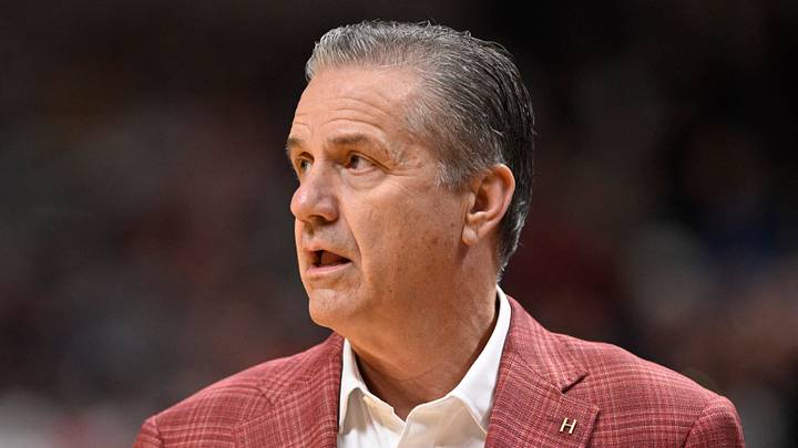 Mar 26, 2026; San Jose, CA, USA; Arkansas Razorbacks head coach John Calipari looks on against the Arizona Wildcats in the first half during a Sweet Sixteen game of the West Regional of the men's 2026 NCAA Tournament at SAP Center. Mandatory Credit: Eakin Howard-Imagn Images Mar 26, 2026; San Jose, CA, USA; Arkansas Razorbacks head coach John Calipari looks on against the Arizona Wildcats in the first half during a Sweet Sixteen game of the West Regional of the men's 2026 NCAA Tournament at SAP Center. Mandatory Credit: Eakin Howard-Imagn Images