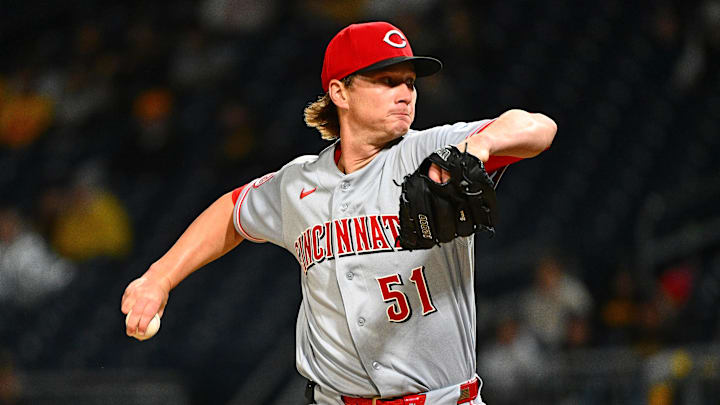 May 1, 2026; Pittsburgh, Pennsylvania, USA; Cincinnati Reds starting pitcher Brady Singer (51) delivers a pitch against the Pittsburgh Pirates during the first inning at PNC Park. Mandatory Credit: Justin Berl-Imagn Images May 1, 2026; Pittsburgh, Pennsylvania, USA; Cincinnati Reds starting pitcher Brady Singer (51) delivers a pitch against the Pittsburgh Pirates during the first inning at PNC Park. Mandatory Credit: Justin Berl-Imagn Images