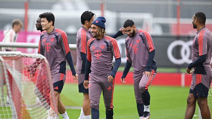 Bayern Munich players in training ahead of the Champions League game against Arsenal on Wednesday.
