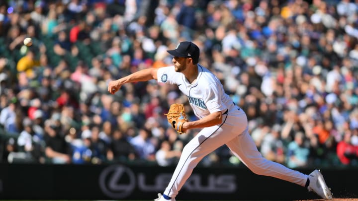 Mar 31, 2024; Seattle, Washington, USA; Seattle Mariners relief pitcher Collin Snider (52) pitches Mar 31, 2024; Seattle, Washington, USA; Seattle Mariners relief pitcher Collin Snider (52) pitches