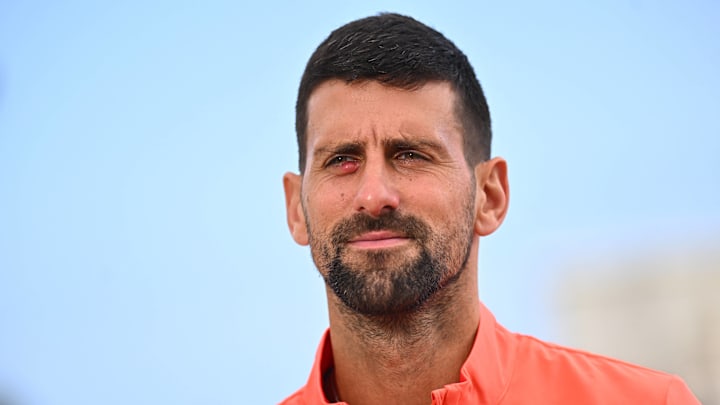 Novak Djokovic discussed his eye condition at media day for the Monaco Rolex Masters in Monte Carlo, on April, 6, 2025. 