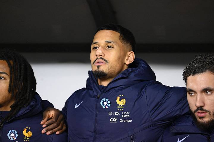 William Saliba on the France bench. William Saliba on the France bench.