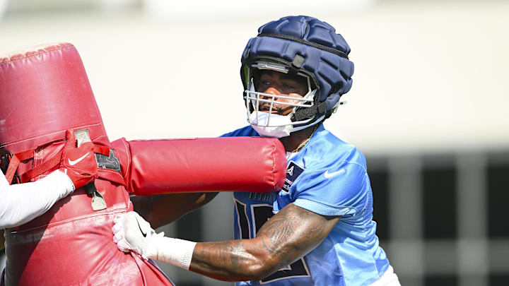 Tennessee Titans wide receiver Treylon Burks goes through drills during training camp. Mandatory Credit: Steve Roberts-Imagn Images Tennessee Titans wide receiver Treylon Burks goes through drills during training camp. Mandatory Credit: Steve Roberts-Imagn Images