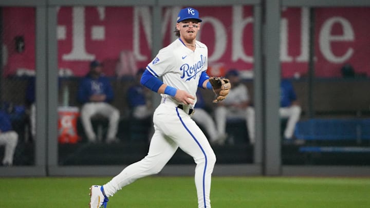 Kansas City Royals shortstop Bobby Witt Jr. (7) fields a ball against the New York Yankees during game four of the NLDS for the 2024 MLB Playoffs at Kauffman Stadium. Kansas City Royals shortstop Bobby Witt Jr. (7) fields a ball against the New York Yankees during game four of the NLDS for the 2024 MLB Playoffs at Kauffman Stadium.
