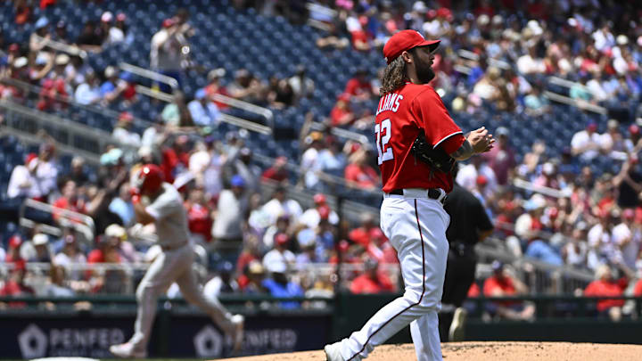 Jun 4, 2023; Washington, District of Columbia, USA; Washington Nationals starting pitcher Trevor