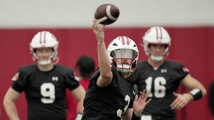 Wisconsin quarterback Carter Smith (3) is shown during spring football practice Wednesday, April 23, 2025 in Madison, Wisconsin.

Mark Hoffman/Milwaukee Journal Sentinel