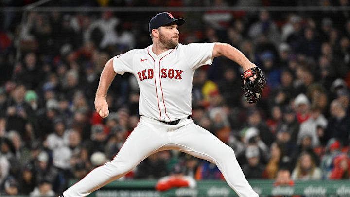 May 21, 2025; Boston, Massachusetts, USA; Boston Red Sox relief pitcher Liam Hendriks (31) pitches against the New York Mets during the sixth inning at Fenway Park. Mandatory Credit: Eric Canha-Imagn Images