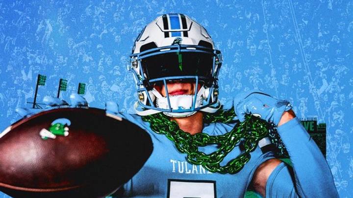 Tulane’s lone linebacker recruit, Gus Faulkner, posing for his commitment announcement. Tulane’s lone linebacker recruit, Gus Faulkner, posing for his commitment announcement.