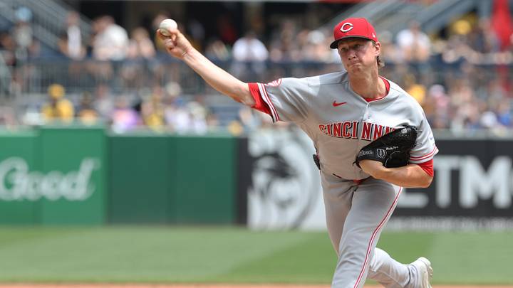 Jun 28, 2026; Pittsburgh, Pennsylvania, USA;  Cincinnati Reds starting pitcher Brady Singer (51) delivers a pitch against the Pittsburgh Pirates during the first inning at PNC Park. Mandatory Credit: Charles LeClaire-Imagn Images