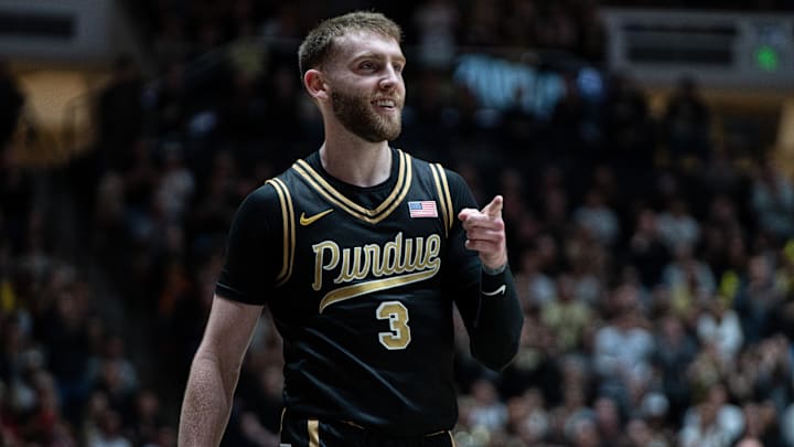 Purdue Boilermakers guard Braden Smith (3) celebrates a play.