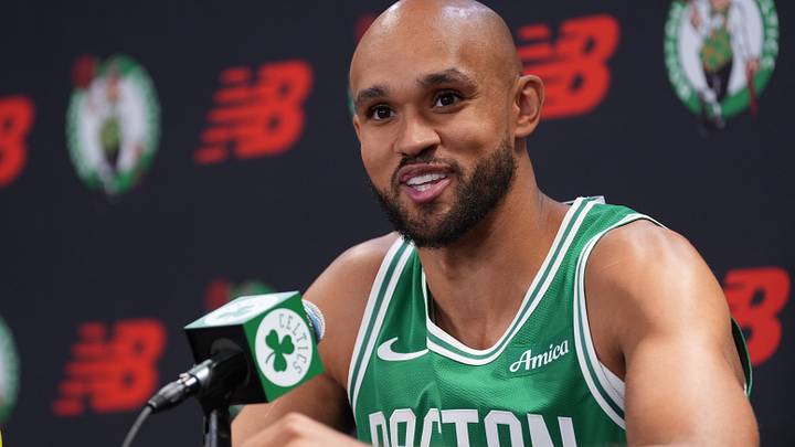 Sep 28, 2026; Boston, MA, USA; Boston Celtics guard Derrick White (9) talks to reporters during media day at Auerbach Center. Mandatory Credit: David Butler II-Imagn Images Sep 28, 2026; Boston, MA, USA; Boston Celtics guard Derrick White (9) talks to reporters during media day at Auerbach Center. Mandatory Credit: David Butler II-Imagn Images