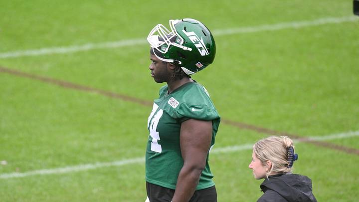 Jun 10, 2025; East Rutherford, NJ, USA; New York Jets offensive tackle Olu Fashanu (74) looks on during minicamp at Atlantic Health Jets Training Center. Mandatory Credit: John Jones-Imagn Images Jun 10, 2025; East Rutherford, NJ, USA; New York Jets offensive tackle Olu Fashanu (74) looks on during minicamp at Atlantic Health Jets Training Center. Mandatory Credit: John Jones-Imagn Images