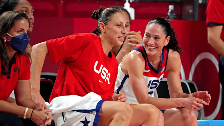 Sue Bird and Diana Taurasi on Aug 8, 2021.
