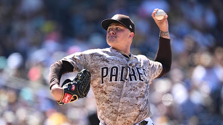 San Diego Padres relief pitcher Adrian Morejon (50) throws a pitch