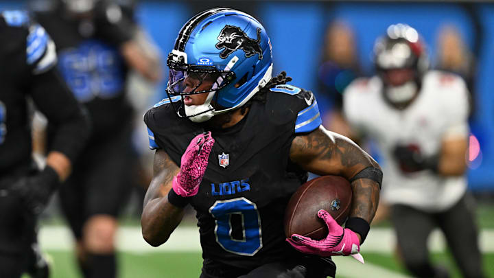 Detroit Lions running back Jahmyr Gibbs finished the fantasy football season ranked fourth in points in 2025.