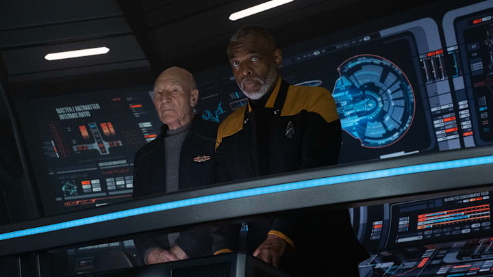 Patrick Stewart as Picard and LeVar Burton as Geordi La Forge in "Dominion" Episode 307, Star Trek: Picard on Paramount+. Photo Credit: Trae Patton/Paramount+. ©2021 Viacom, International Inc. All Rights Reserved.