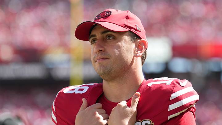 Santa Clara, California, USA; San Francisco 49ers place kicker Eddy Pineiro (18) during the first quarter against the Denver Broncos at Levi's Stadium. Mandatory Credit: Darren Yamashita-Imagn Images