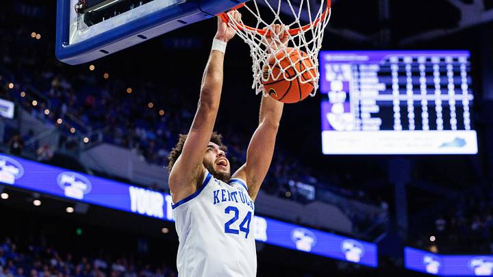 Oct 28, 2026; Lexington, KY, USA; Kentucky Wildcats center Malachi Moreno (24) dunks the ball during the second half against the UCF Knights at Rupp Arena Central Bank Center. Oct 28, 2026; Lexington, KY, USA; Kentucky Wildcats center Malachi Moreno (24) dunks the ball during the second half against the UCF Knights at Rupp Arena Central Bank Center.