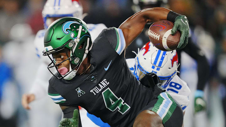 Nov 17, 2022; New Orleans, Louisiana, USA; Tulane Green Wave wide receiver Jha'Quan Jackson (4) runs