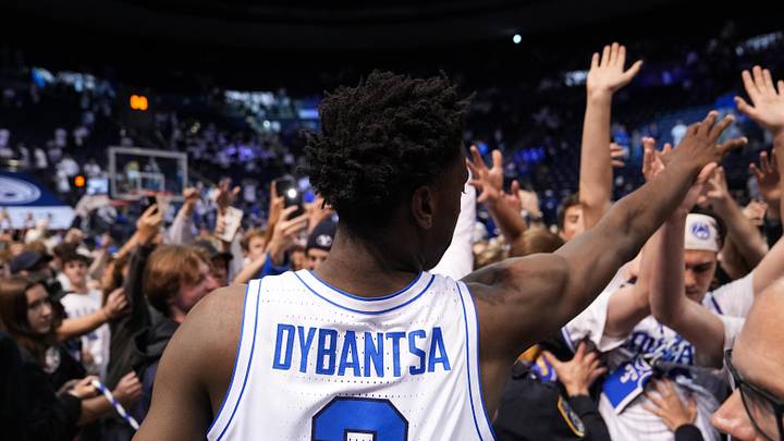 Mar 7, 2026; Provo, Utah, USA; BYU Cougars forward AJ Dybantsa (3) celebrates with fans after a win over the Texas Tech Red Raiders at Marriott Center. Mandatory Credit: Aaron Baker-Imagn Images Mar 7, 2026; Provo, Utah, USA; BYU Cougars forward AJ Dybantsa (3) celebrates with fans after a win over the Texas Tech Red Raiders at Marriott Center. Mandatory Credit: Aaron Baker-Imagn Images