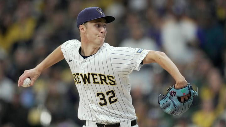 Milwaukee Brewers pitcher Jacob Misiorowski (32) throws during the first inning of their game against the Pittsburgh Pirates Saturday, April 25, 2026 at American Family Field in Milwaukee, Wisconsin.