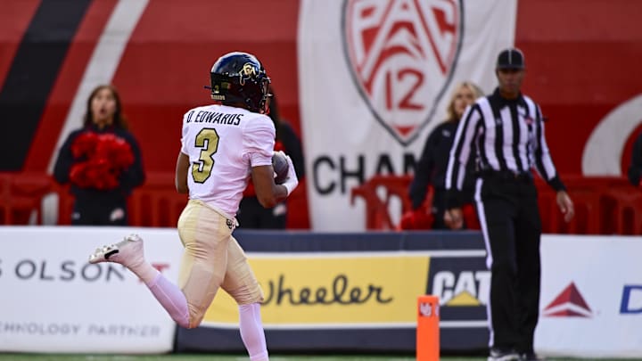 Nov 25, 2023; Salt Lake City, Utah, USA; Colorado Buffaloes running back Dylan Edwards (3) runs for
