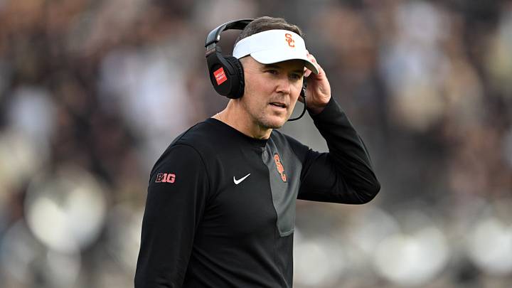Sep 13, 2025; West Lafayette, Indiana, USA; Southern California Trojans head coach Lincoln Riley stands on the sidelines during the first quarter against the Purdue Boilermakers at Ross-Ade Stadium. Mandatory Credit: Marc Lebryk-Imagn Images Sep 13, 2025; West Lafayette, Indiana, USA; Southern California Trojans head coach Lincoln Riley stands on the sidelines during the first quarter against the Purdue Boilermakers at Ross-Ade Stadium. Mandatory Credit: Marc Lebryk-Imagn Images