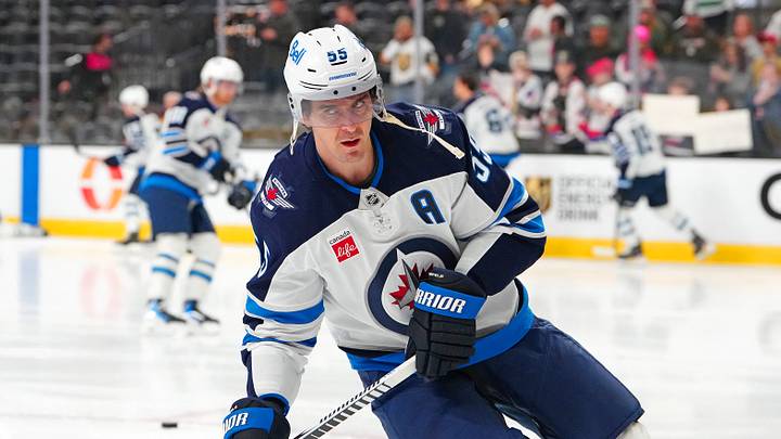 Apr 13, 2026; Las Vegas, Nevada, USA; Winnipeg Jets center Mark Scheifele (55) warms up before the start of a game against the Vegas Golden Knights at T-Mobile Arena. Mandatory Credit: Stephen R. Sylvanie-Imagn Images Apr 13, 2026; Las Vegas, Nevada, USA; Winnipeg Jets center Mark Scheifele (55) warms up before the start of a game against the Vegas Golden Knights at T-Mobile Arena. Mandatory Credit: Stephen R. Sylvanie-Imagn Images
