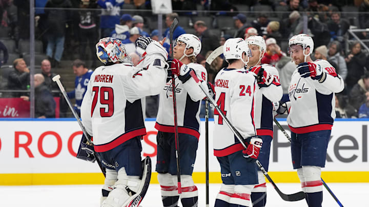 Jakob Chychrun, Charlie Lindgren, Washington Capitals Mandatory Credit: Nick Turchiaro-Imagn Images