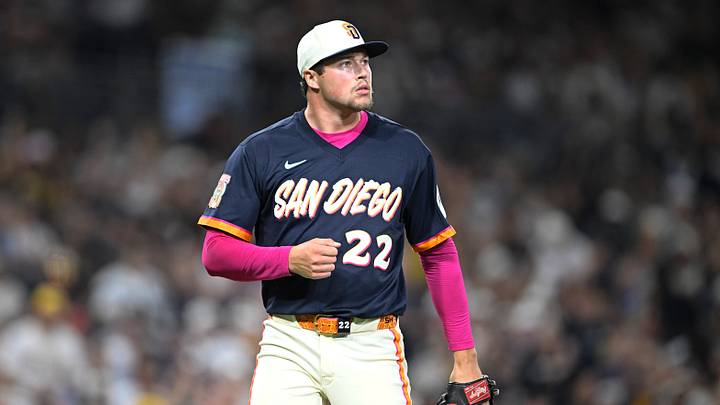 Sep 4, 2026; San Diego, California, USA; San Diego Padres pitcher Mason Miller (22) celebrates after pitching during the ninth inning against the New York Yankees at Petco Park. Mandatory Credit: Denis Poroy-Imagn Images Sep 4, 2026; San Diego, California, USA; San Diego Padres pitcher Mason Miller (22) celebrates after pitching during the ninth inning against the New York Yankees at Petco Park. Mandatory Credit: Denis Poroy-Imagn Images