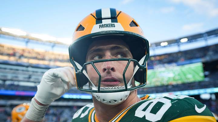 Green Bay Packers tight end John FitzPatrick (86) walks on the field after a game against the New York Giants at MetLife Stadium, Nov 16, 2025, East Rutherford, NJ, USA.